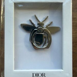 Dior Metallic Silver Bee Phone Ring